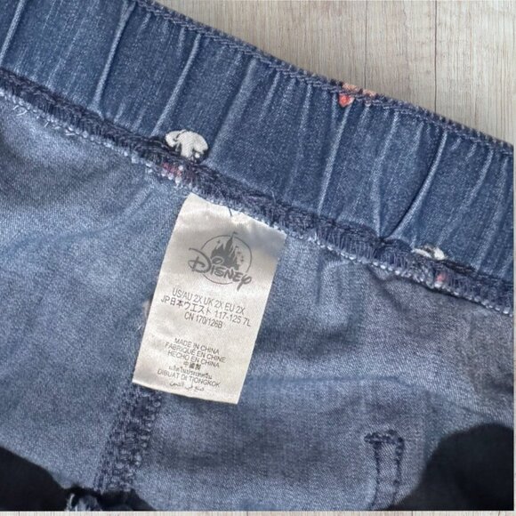 DISNEY Minnie Mouse Pink Bow Ribbon Denim Jeans Jogger Elastic Waist Pants 2X - Picture 4 of 4